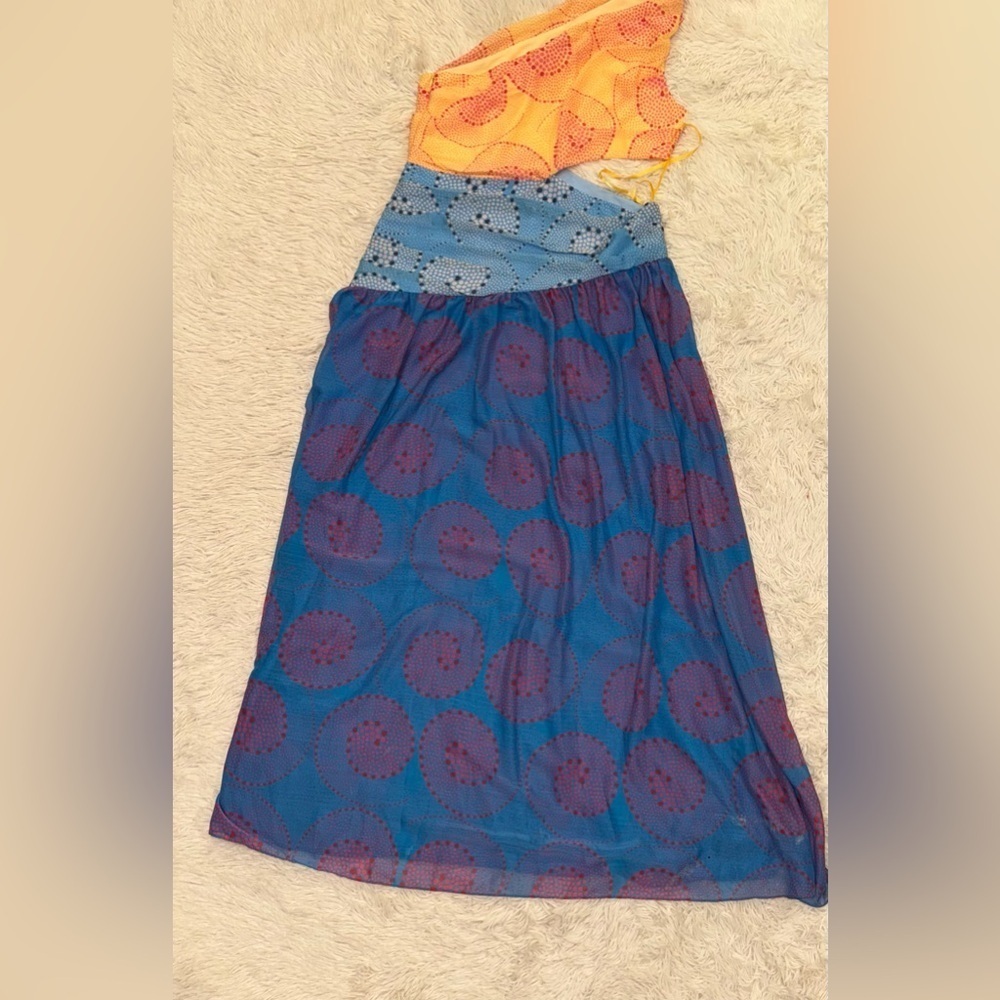 NWOT Staud Ashlyn one shoulder Maxi Dress Blue Size 16 - Picture 4 of 6
